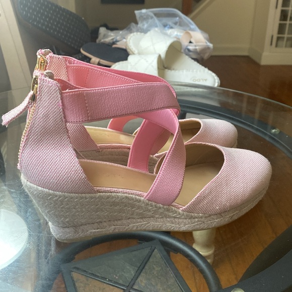 TALBOTS PINK LYNDSAY D'ORSAY ESPADRILLE WEDGES SANDALS SIZE 8.5 - Picture 16 of 17
